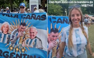 De Villa Cañás al Mundial: la bandera con Messi, el Papa y Mirtha que conquista a los argentinos en Estados Unidos