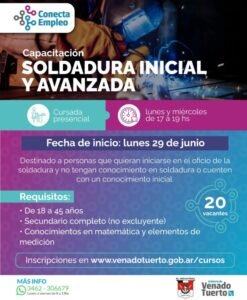 Capacitación gratuita y con cupo limitado: El Gobierno de Venado Tuerto abre las inscripciones para un nuevo curso de soldadura