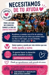 “Juntos para Vos”: La ONG de Venado Tuerto que asiste a decenas de niños lanza una campaña solidaria