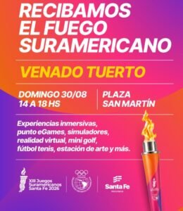 La antorcha de los Juegos Suramericanos llega a Venado Tuerto, con caravana y fan fest en Plaza San Martín
