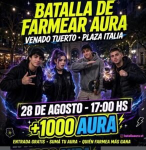 Organizan una “Batalla de Farmear Aura” en Venado Tuerto