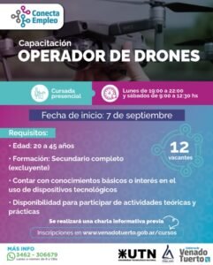En articulación público-privada, el Gobierno de Venado Tuerto, UTN y Tierra Agro presentaron en ExpoVenado el curso “operador de drones”