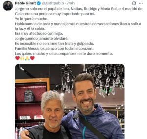 “Estoy triste y golpeado”: el conmovedor mensaje del venadense Pablo Giralt tras la muerte de Jorge Messi