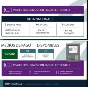Eliminarán el pago en efectivo en el peaje de la Ruta Nacional 8 en Venado Tuerto