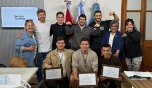 Orgullo venadense: El Intendente Leonel Chiarella recibió a los campeones mundiales de pelota paleta