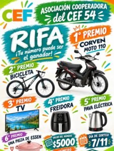 El CEF N.º 54 de Venado Tuerto lanzó una rifa solidaria para refaccionar su gimnasio